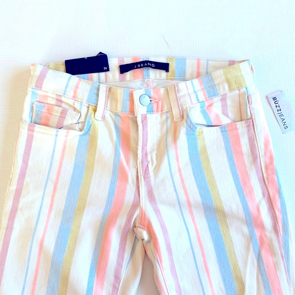 Striped Pastel Jeans J Brand Low rise skinny leg candy stripe
